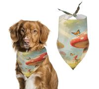 Reusable Elf Mushroom Forest Triangle Pet Scarf, Dog Bandana, Polyester Fabric, Pet Bandana for Small Medium Large Dog Cat and Other Pets 27.6 * 11.8 Inches