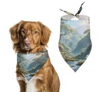 Reusable Elf Valley Triangle Pet Scarf, Dog Bandana, Polyester Fabric, Pet Bandana for Small Medium Large Dog Cat and Other Pets 27.6 * 11.8 Inches