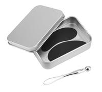 Reusable Eye Patch, Silicone Eye Gel Pads Eye Patches Under Eye Mask, Plump Fine Lines & Wrinkles with Metal Eye Cream Applicator & Tin Case for Dark Circles & Puffy Eyes (Black)