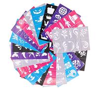 Reusable Face and Body Paint Stencils Kit,Tattoo Stencils,Glitter Temporary Tattoos for Kids School Show Birthdays Halloween Christmas Party