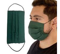 Reusable Face Mask GENERISE Double Fabric Cotton Face Mask x1 - Pleated for Extra Breathability & Comfort - Washable (Forest Green)