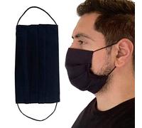 Reusable Face Mask GENERISE Double Fabric Cotton Face Mask x1 - Pleated for Extra Breathability & Comfort - Washable (Navy Blue)