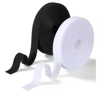 Reusable Fastener Straps 16.4ft Double-Sided Hook and Loop Straps, Adjustable Self-Gripping Cable Management Ties for Home, Office, and Outdoor Organization (White,Black)