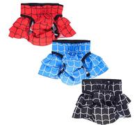 Reusable Female Dog Diapers with Skirt - Washable Pet Diaper Pants with Adjustable Straps, Leak-Proof Training Underwear for Dogs in Heat-3pcs(Spider,S)