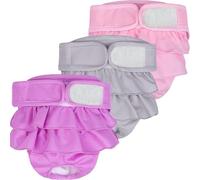 Reusable Female Dog Diapers with Skirt - Washable Pet Diaper Pants with Adjustable Straps, Leak-Proof Training Underwear for Dogs in Heat-3pcs(Solid Color Skirt Hem,L)