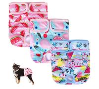 Reusable Female Dog Period Pants, Washable Adjustable Pet Diapers for Bitches in Season, Super Absorbent Soft Puppy Sanitary Panties for Small Medium Large Incontinence, 3 Pack, L