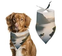 Reusable Fjord Under The Sun Triangle Pet Scarf, Dog Bandana, Polyester Fabric, Pet Bandana for Small Medium Large Dog Cat and Other Pets 27.6 * 11.8 Inches