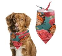 Reusable Flying Orange Butterfly Triangle Pet Scarf, Dog Bandana, Polyester Fabric, Pet Bandana for Small Medium Large Dog Cat and Other Pets 27.6 * 11.8 Inches