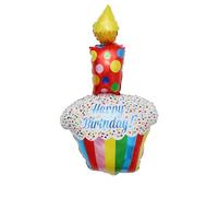 "Reusable Foil Birthday Balloons - Durable Cake Design Balloon for Adult Party Decorations, Quick Inflate, Stands or Hangs, Elegant White & Rainbow Colors"
