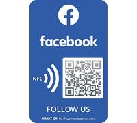 Reusable Followers and Likes Tap Sticker for Facebook - 2-Stickers Pack - QR&Tap Sticker - Follow us on Facebook Tap Sticker - iPhone&Android - Boost My Followers Sticker - Set Up at Home| MESSAGENES