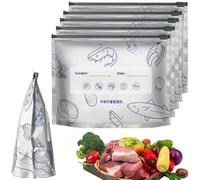 Reusable Food Storage And Preservation Slider Bags, Reusable Aluminum Foil Sealable Storage Bags, Vacuum Zipper Pouches for Food, Stand Up Foil Sealable Bags with Label for Vegetable Fruit Meat