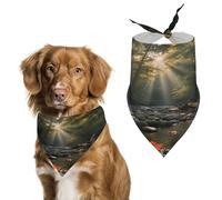 Reusable Forest Creek Pebbles Triangle Pet Scarf, Dog Bandana, Polyester Fabric, Pet Bandana for Small Medium Large Dog Cat and Other Pets 27.6 * 11.8 Inches