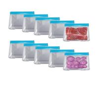Reusable Freezer Bags 10 Pack with Food Bag Clips - BPA-Free, Leakproof Ziplock Food Storage Bags - Eco-Friendly Bags for Meal Prep, Sandwiches, Snacks & Travel - 24×22cm