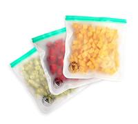 Reusable Freezer Bags by Fresh Menu Kitchen 3 Pack - Reusable Snack Bags, Extra Thick, Gallon Size Freezer Bags, Food Storage Bags with Airtight Zipper Seal, Perfect for Soups, Sauces, and Meal Prep