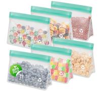 Reusable Freezer Bags, Stand Up Leakproof Gallon Vegetable Snack Sandwich Bag, BPA Free Silicone Bags for Food Storage,Travel, Home Organization(6 Pack - 6 Small)
