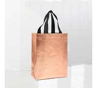 Reusable Gift Bags for Presents - 12 Luxury Birthday Gift Bag Medium for Women, Non-Woven Sparkle Bridesmaid Wedding Gift Bag, Holographic Reusable Party Bags for Bachelorette Party (Rose gold)