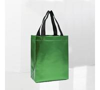 Reusable Gift Bags for Presents - 12 Luxury Birthday Gift Bag Medium for Women, Non-Woven Sparkle Bridesmaid Wedding Gift Bag, Holographic Reusable Party Bags for Bachelorette Party (Green)