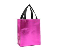 Reusable Gift Bags for Presents - 12 Luxury Birthday Gift Bag Medium for Women, Non-Woven Sparkle Bridesmaid Wedding Gift Bag, Holographic Reusable Party Bags for Bachelorette Party (Rose Red)