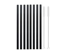 Reusable Glass Straws Set Multi-Color Glass Drinking Straws for Cocktail Smoothie Milkshake(8pcs Black Straight)