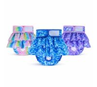 Reusable Goat Nappy Diaper Skirt for Female Goats, Washable Pet Period Pants with Tail Hole Design, Adjustable Waist Nappy for Baby Goat and Small Animals(SET04,S)