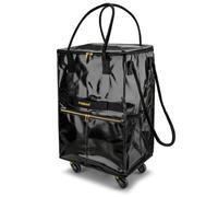 Reusable Grocery Bag on 5 Wheels, Foldable Rolling Tote Bag with Handle and Zipper Cover, Heavy Duty Shopping Cart for Laundry, Market & Trave (Black2, Medium_67L)