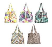 Reusable Grocery Bags 5 Pieces Heavy Duty Portable Waterproof Totes