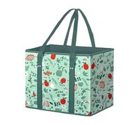 Reusable Grocery Bags - Non-Woven Folding Picnic Storage Bag with Handle | Heavy Duty Storage Pouch with Box Shape To Stand Up for Beach Days Picnics Family Trips Camping