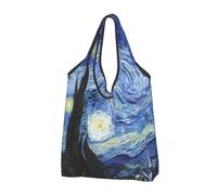 Reusable Grocery Bags Shopping Bags, Foldable The Starry Night Grocery Bag Tote Bag with Handles
