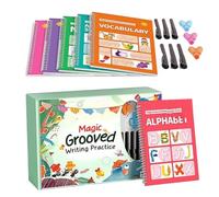 Reusable Grooved Copybook with Pen Grips for Handwriting Practice | Handwriting Workbook for Children Preschool Kindergarten Boys Girls