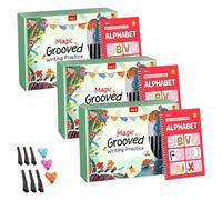 Reusable Grooved Handwriting Practice Books, Trace Trek Magic Grooved Writing Practice, Learn to Write Number Letter Tracing, Grooves Handwriting Workbook Full Set, Make Learning Fun(3pcs)