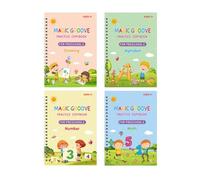 Reusable Grooved Handwriting Workbooks - Kids Calligraphy Training Notebook, Refillable Styluss Workbook | Numbers Sketching Tracing Guide, Fine Motor Control Sheets for Pre-K Classroom Routine