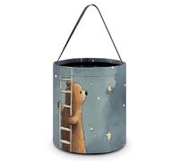 Reusable Halloween Tote Candy Bags Bear Building A Ladder Portable Snack Bag for Gifts Shopping