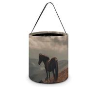 Reusable Halloween Tote Candy Bags Horse Grazing on The Mountain Portable Snack Bag for Gifts Shopping