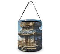 Reusable Halloween Tote Candy Bags Japanese Architecture Portable Snack Bag for Gifts Shopping