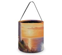 Reusable Halloween Tote Candy Bags Lighthouse at Sunset Portable Snack Bag for Gifts Shopping