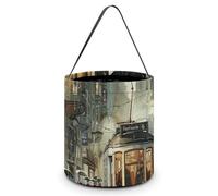 Reusable Halloween Tote Candy Bags Red Tram in The Rain Portable Snack Bag for Gifts Shopping