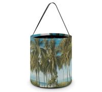 Reusable Halloween Tote Candy Bags Tropical Coconut Trees Beach Portable Snack Bag for Gifts Shopping