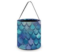 Reusable Halloween Tote Candy Bags Water Lily Mermaid Scales Portable Snack Bag for Gifts Shopping