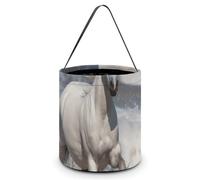 Reusable Halloween Tote Candy Bags White Horse Running on The Sea Portable Snack Bag for Gifts Shopping