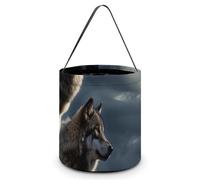 Reusable Halloween Tote Candy Bags Wolves In The Moonlight Portable Snack Bag for Gifts Shopping