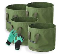 Reusable Heavy Duty Garden Waste Bags with Handles and Gardening Gloves for Yard Waste, Plant Debris, Grass, and Leaves Cleanup