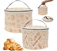 Reusable Homemade Bread Bag 2 Pack Zipper Sealed Cotton Beeswax Bread Bag for Easy Access Keep Fresh Longer Freezer Safe Breathable for Sourdough Eco-Friendly(Style 3)