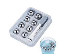 Reusable Ice Balls For Whiskey - 8 Pieces With Pliers and Storage Box,With Pliers Reusable Stainless Steel Ice Balls | For Whisky Wine Beer Drinks and Soft Drinks in Kitchen and Bar