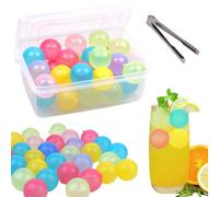 Reusable Ice Cube with Lid and Bin, Plastic Ice Cubes Round for Drinks BPA Free, Refreezable Ice Balls for Whiskey, Vodka, Coffee, Beer or Wine - Party Supplies for Boys, Girls, Kids/Adults 24 Pack