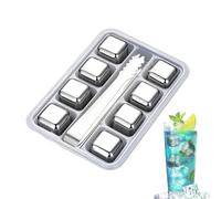 Reusable Ice Cubes for Drinks - 8 Metal Chiller Stones for Whiskey - Refreezable Cubes, for Drinks Bourbon Whiskey Vodka Gin Liquors Wine Beer Coffee Soda Cocktails