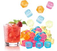Reusable Ice Cubes for Drinks,Ice Cubes 30 Pack,Plastic Ice Cubes,Fake Ice Cubes,Square Ice Cube Colorful,Reusable Ice Cubes for Coolers,Refreezable Recycling Ice Cubes for Cocktail Whiskey Coffee