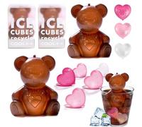Reusable Ice Cubes, Shyllin Heart-Shaped Ice Cubes, Pack of 2 Bears, 8 Hearts, Decoration Drinking, Ice Compresses on the Face and Keeping Picnic Food Fresh