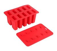 Reusable ice Moulds, 10 Cells Silicone Popsicle Molds Set Frozen Mold Ice Cream Maker Mould + 12 Wooden Sticks with Lid