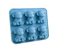 Reusable Ice Tray, Monkey Shape Cube Mold, 7.87x3.94 inches Candy Mold with 6 Cavities Design, Flexible Silicone Forming Mould, Chocolate Mould with Cute Monkey Form, Freezer Molds for Treats