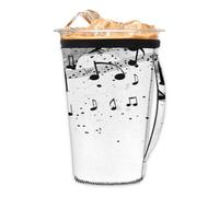 Reusable Iced Coffee Sleeve with Handle, Black and White Music Notes Neoprene Cup Sleeve Insulator Cup Holder for Cold Drinks Beverages 30oz - 32oz